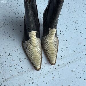 Black and Cream Women’s Snake Skin Boots